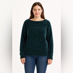 Croft & Barrow Velvet Velour Soft Comfy Sweater XL Green